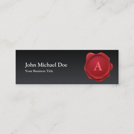 Customizable Red Wax Seal Monogram Profile Card Business Card Template
