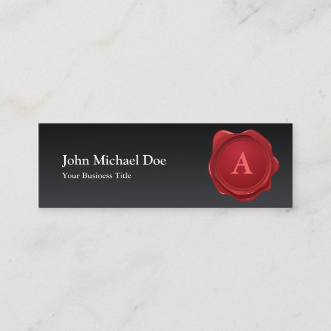Red Wax Seal Monogram Profile Card (Front)