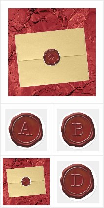 Red Wax Seal Monograms & Symbols Stickers