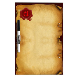 RED WAX SEAL OLD PARCHMENT Monogram Dry Erase Board
