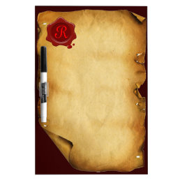 RED WAX SEAL OLD PARCHMENT Monogram Dry-Erase Board