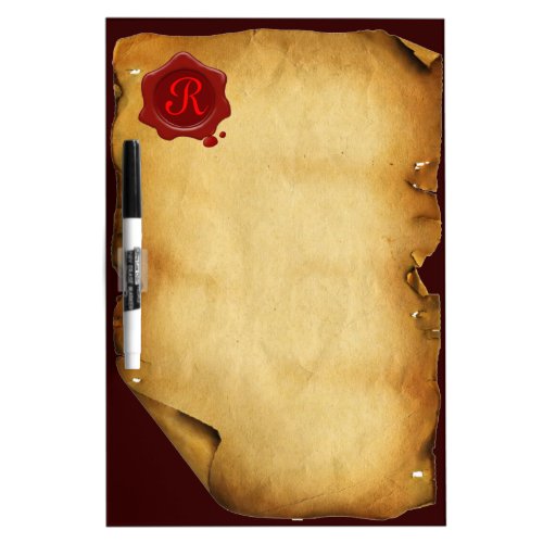 RED WAX SEAL OLD PARCHMENT Monogram Dry_Erase Board