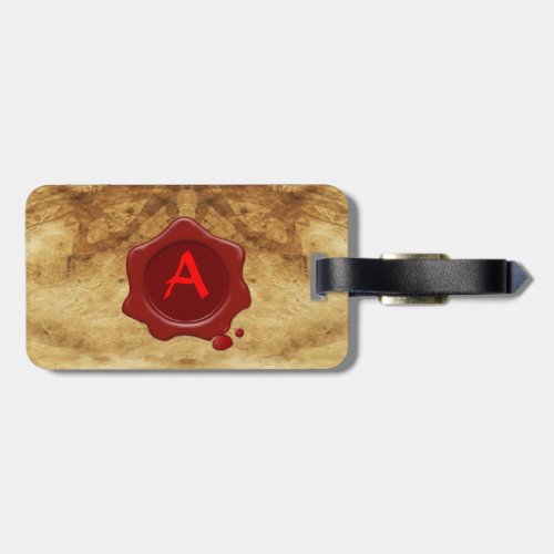 RED WAX SEAL OLD PARCHMENT Monogram Luggage Tag