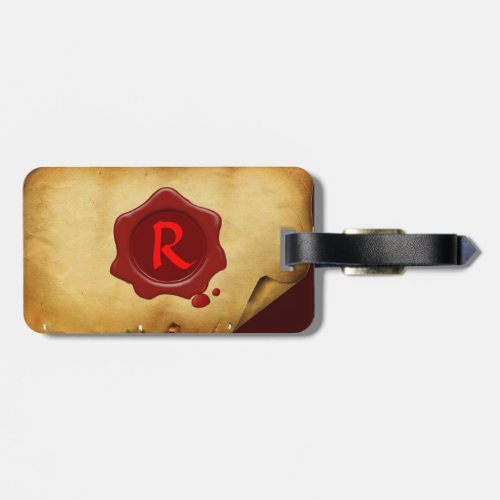 RED WAX SEAL OLD PARCHMENT Monogram Luggage Tag