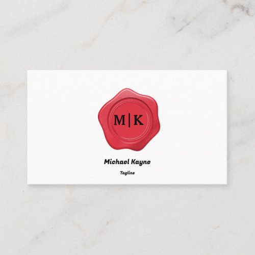 Red Wax Seal on Black  White Business Card