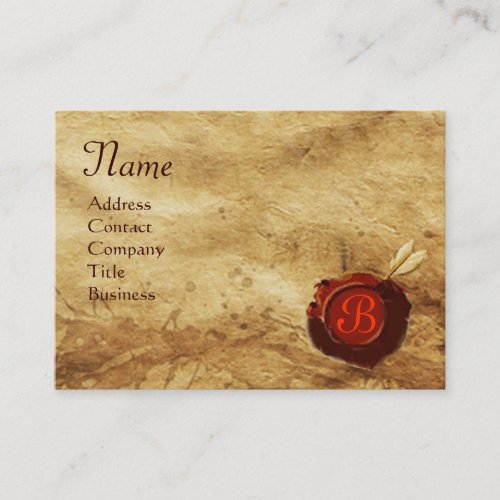 RED WAX SEAL PARCHMENT Monogram Business Card