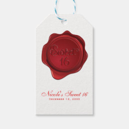 Red Wax Seal Sweet 16 Elegant Formal Party Gift Tags