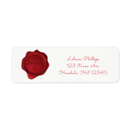 Red Wax Seal Sweet 16 Elegant Formal Party Label