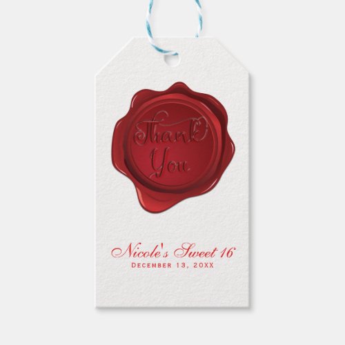 Red Wax Seal Thank You Elegant Formal Party Gift Tags