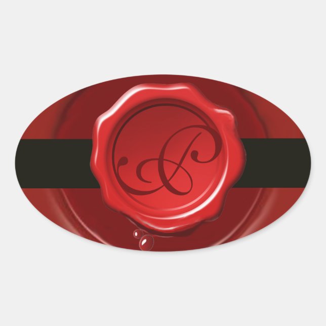 RED  WAX SEAL WITH BLACK STRIPE  Monogram (Front)