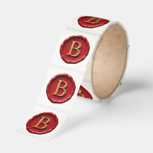 Red wax seal with gold letter B stickers