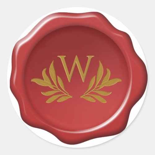 Red Wax Seal Yellow Monogram  Leaves Foliage 
