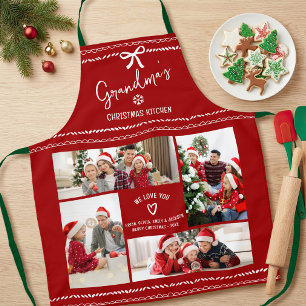 Red We Love You Grandma Hand Drawn Doodles 4 Photo Apron