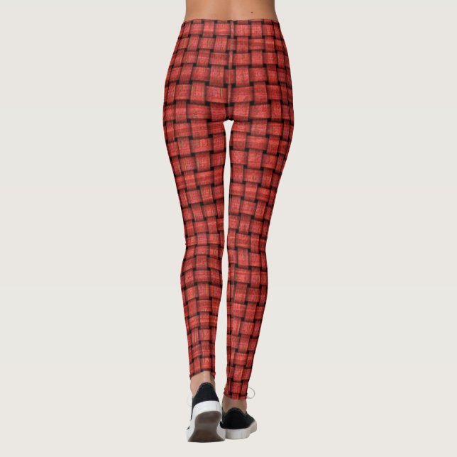 Red Weave Pattern on Custom Leggings (Back)