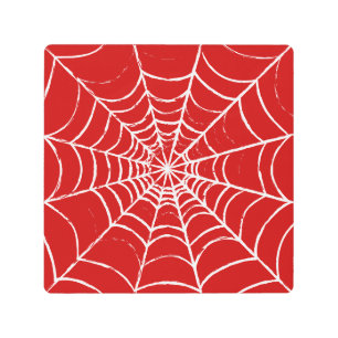 Red Web Metal Print