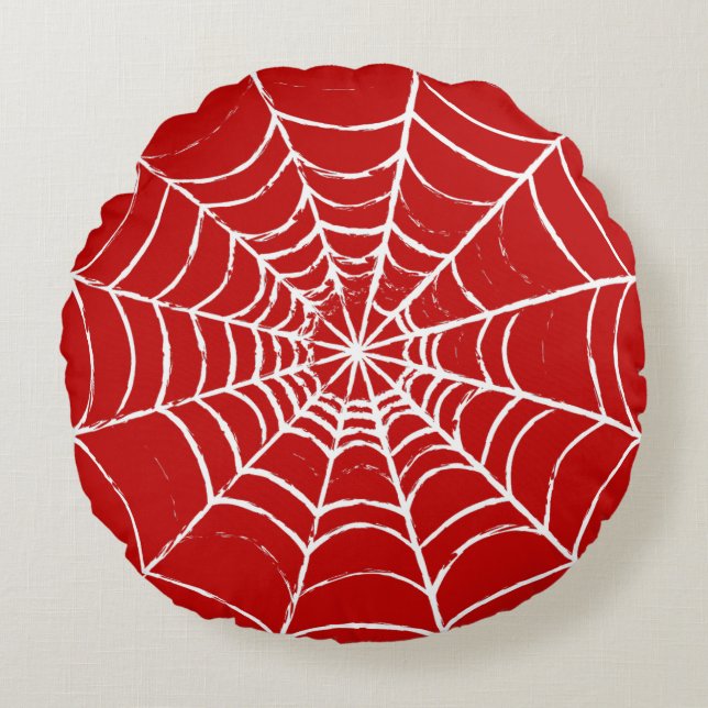Red Web Round Pillow (Front)