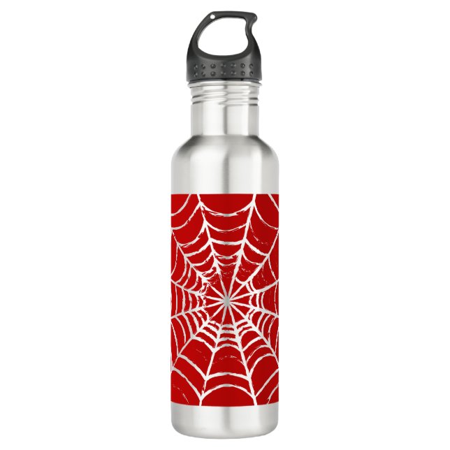Red Web Stainless Steel Water Bottle (Front)