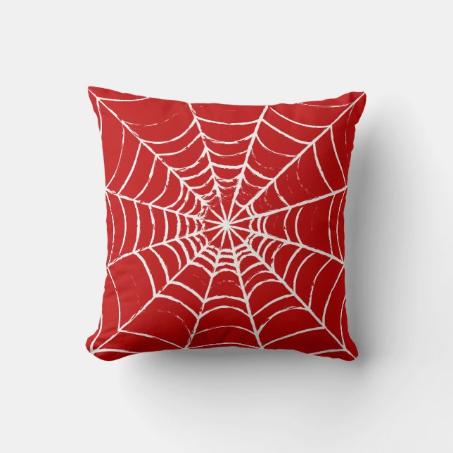 Red Web Throw Pillow (Front)