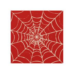 Red Web Wood Wall Art