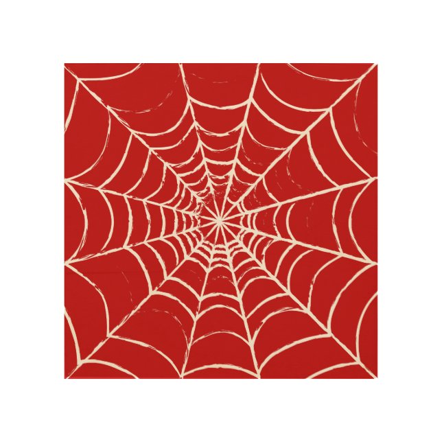 Red Web Wood Wall Art (Front)