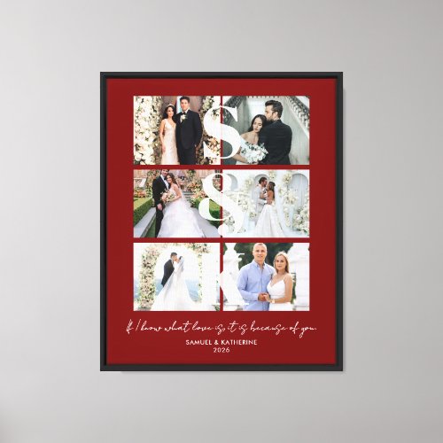 Red Wedding 6 Photo Collage Monogram Names