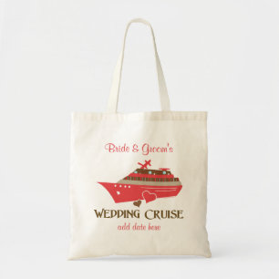 Red Wedding Cruise Tote Bag Customizable