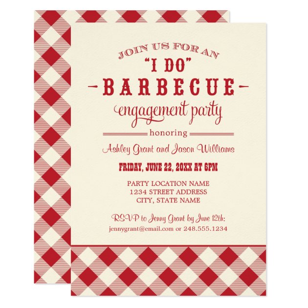 Red Wedding Engagement Party | I Do BBQ Invitation