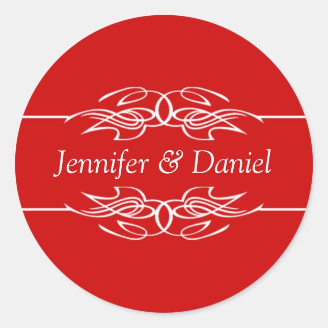 Red Wedding Envelope Seal Stickers Bride And Groom (Front)