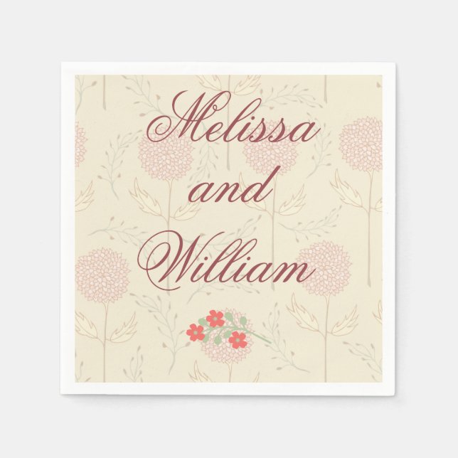 Red Wedding Flowers Napkins (Front)