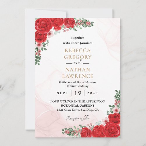 Red wedding invitation