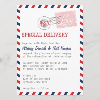 Red Wedding Invitation Postal Service Collection by wrkdesigns at Zazzle