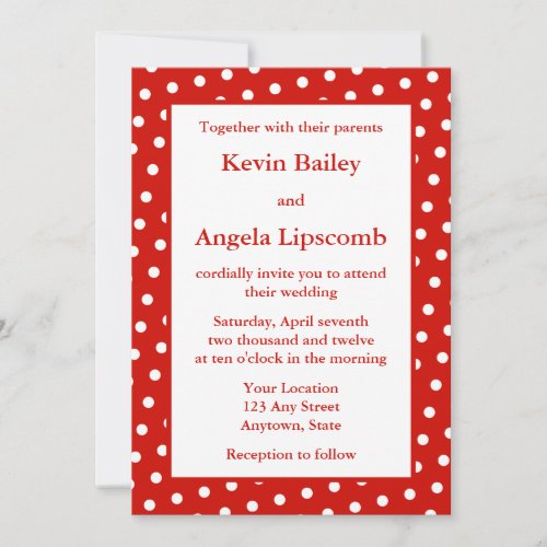 Red Wedding Invitations or Announcements - Dots