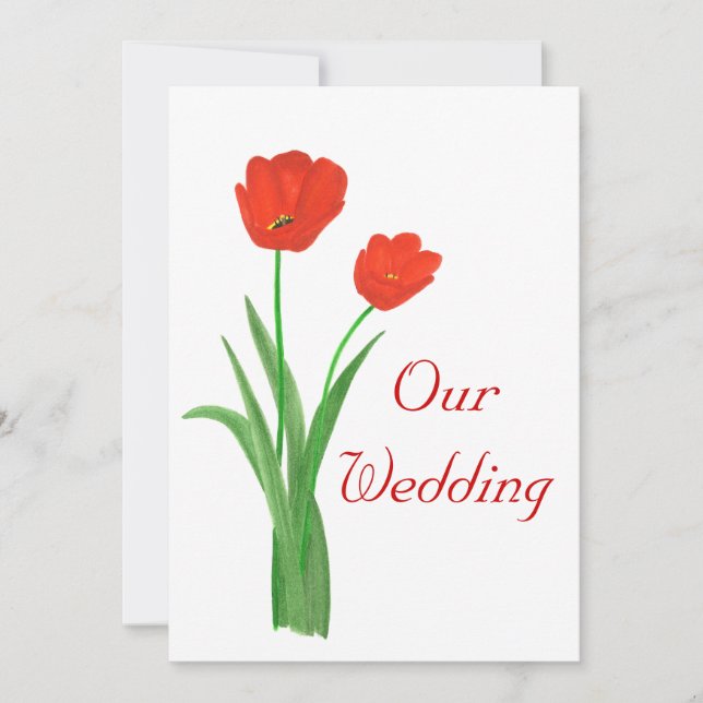 Red Wedding Invitations, Tulips Invitation (Front)