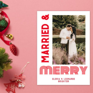 Red Wedding Married & Merry Holiday Card