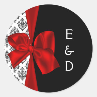 red wedding Monogram label