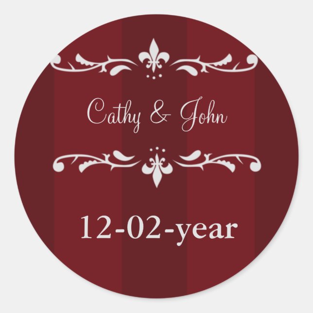 red  Wedding Monogram stickers (Front)
