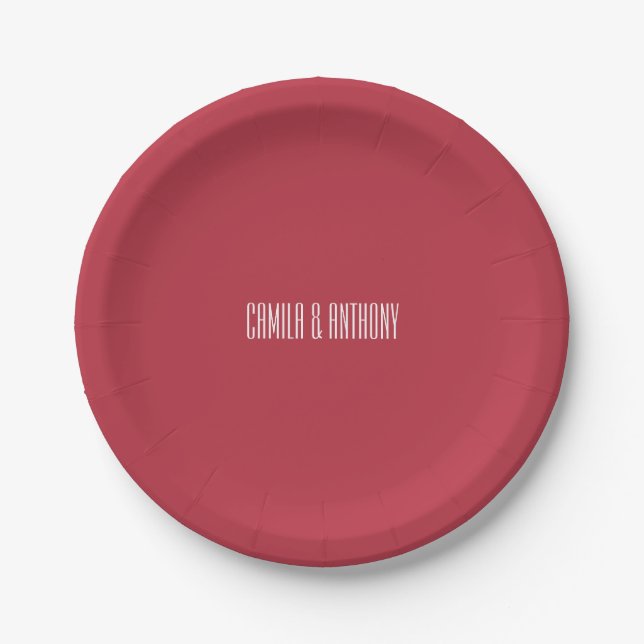 Red Wedding Paper Plates (Front)
