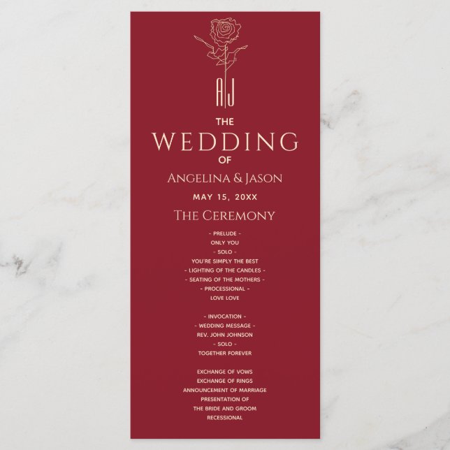 Red Wedding Program (Front)