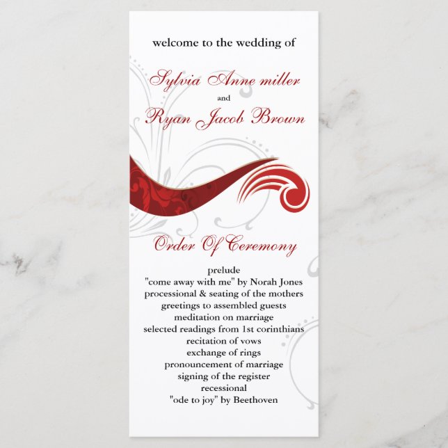 red Wedding program (Front)