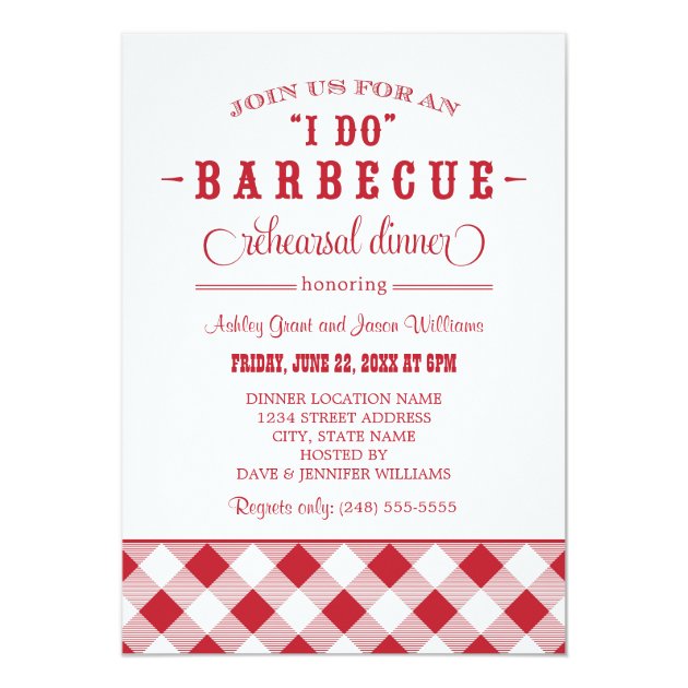 Red Wedding Rehearsal Dinner | I Do BBQ Invitation