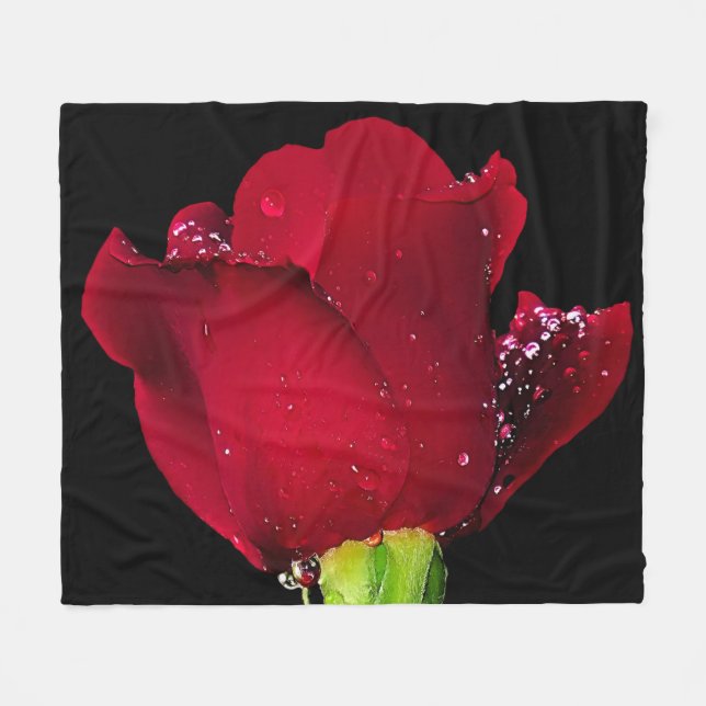 Red Wedding Rose Fleece Blanket (Front (Horizontal))
