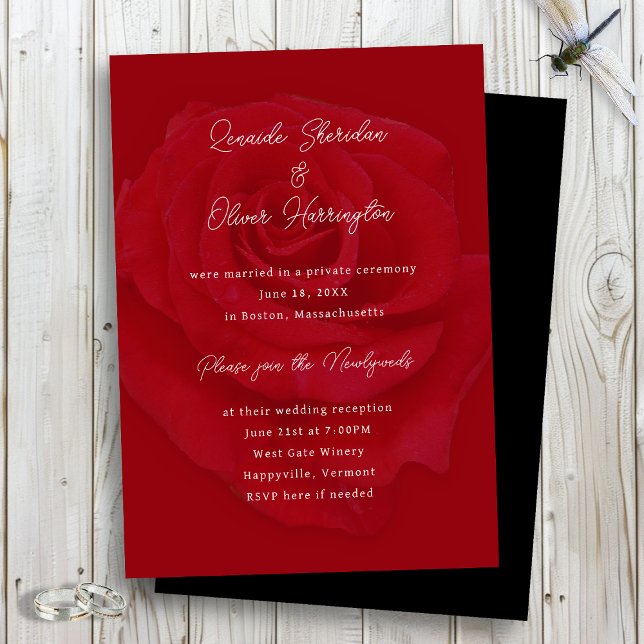 Red Wedding Rose Reception Only Invitation (Creator Uploaded)