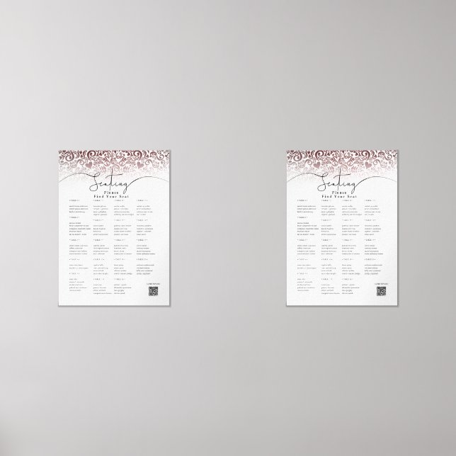 Red Wedding Seating Chart Wall Art Sets (Front)