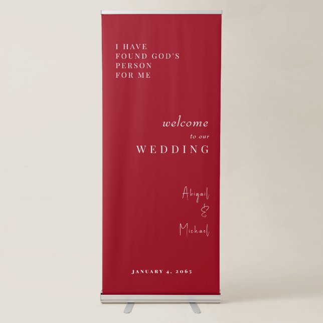 Red Wedding Simple Retractable Banner (Front)