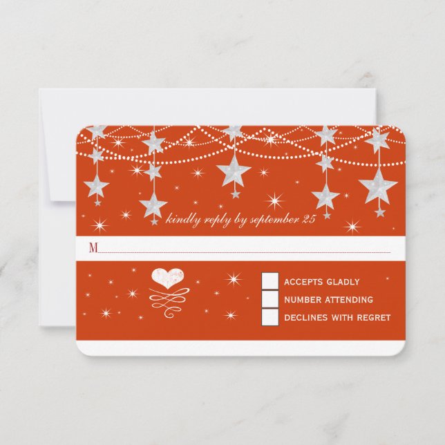 Red Wedding Under the Stars RSVP Card (Front)