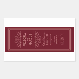 Red Wedding Wine Bottle Monogram Favor Labels
