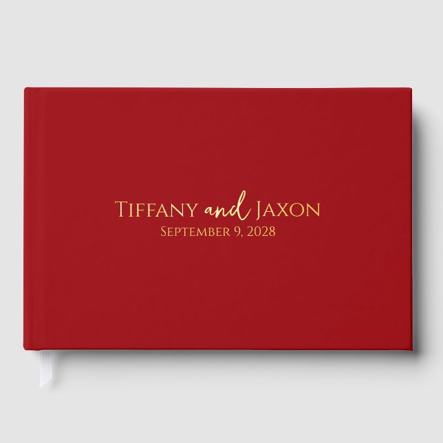 Red Wedding With Real Foil Guest Book (Front)