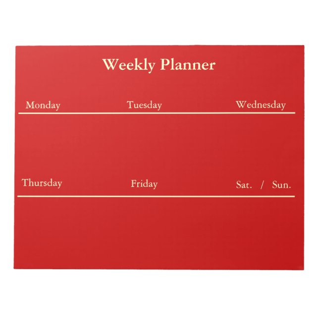 Red Weekly Planner Notepad (Front)