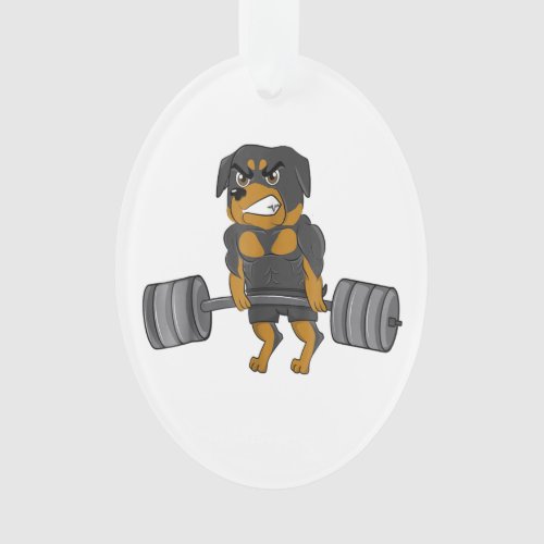 red weight lifting bodybuilding dog gifts ornament
