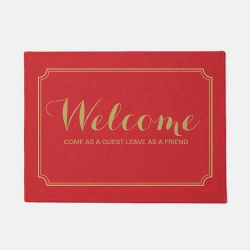 Red welcome doormat